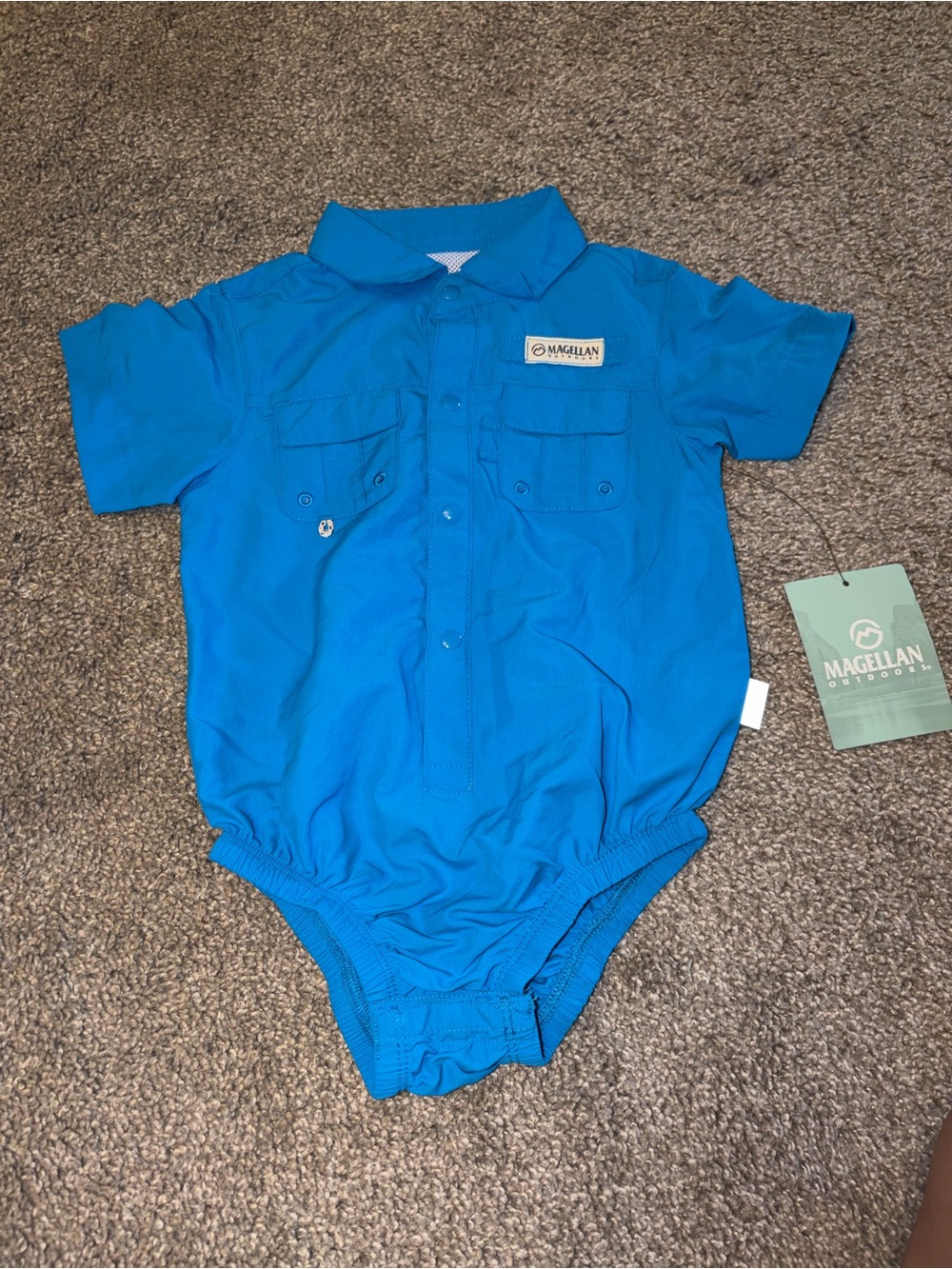 Infants Magellan 12-18m onesie NWT, teal